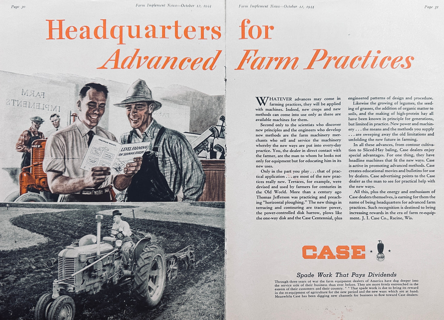 1944 Case Advanced Farm Practices Promoted by Case Dealerships WWII Era #1327