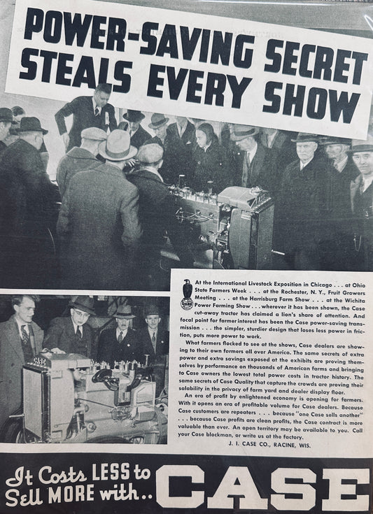 1938 Case's Power Saving Secret Steals Every Show - Vintage Ad #1333
