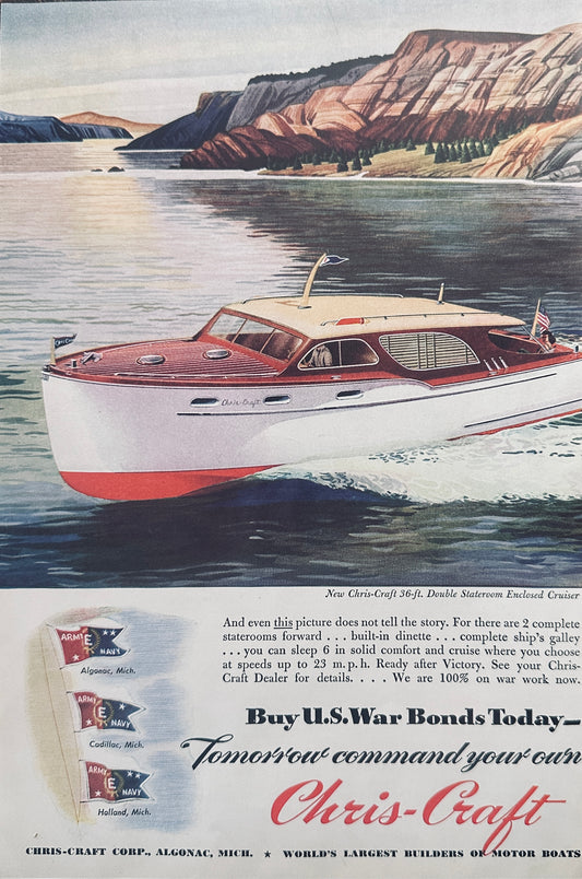 1945 Chris-Craft 36 FT Double Stateroom Enclosed Cruiser Vintage Ad N213