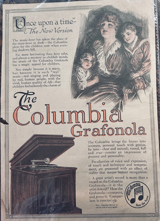 1917 ? Columbia Grafonola Colorized 10 x 13 Vintage Ad #430