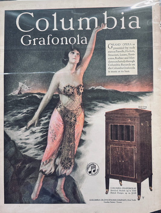 1920 - Gorgeous Columbia Grafonola Ad Depicting Scene from "Oberon" #434