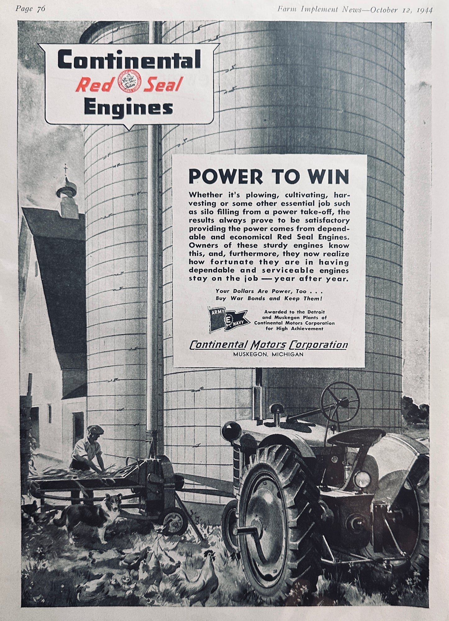 1944 Continental Red Seal Engines - Power To Win- Vintage Ad N264