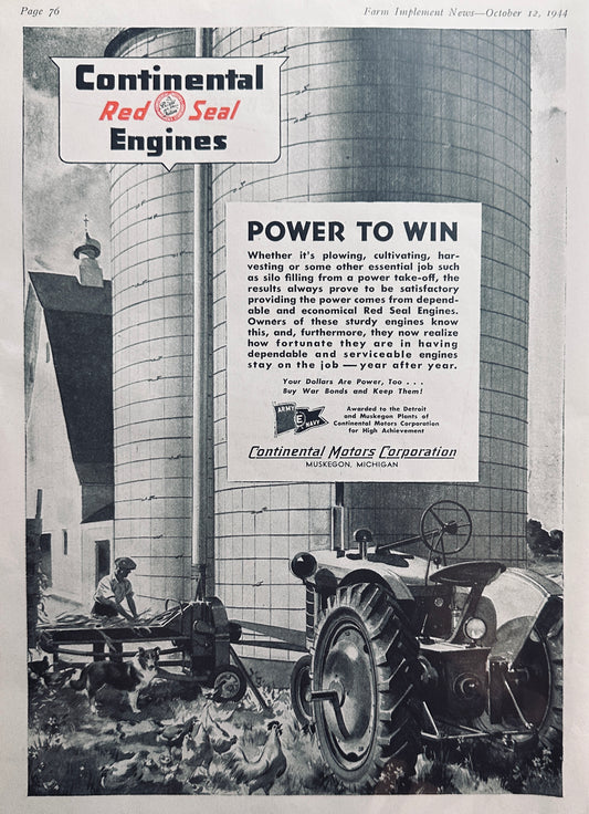 1944 Continental Red Seal Engines - Power To Win- Vintage Ad N264