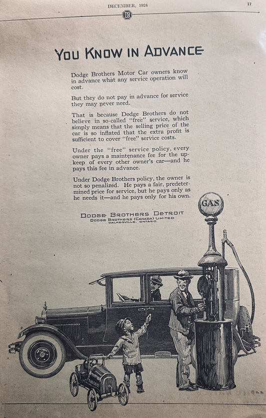 1924 Dodge Brothers - You Know in Advance - Great Period Graphic #1424