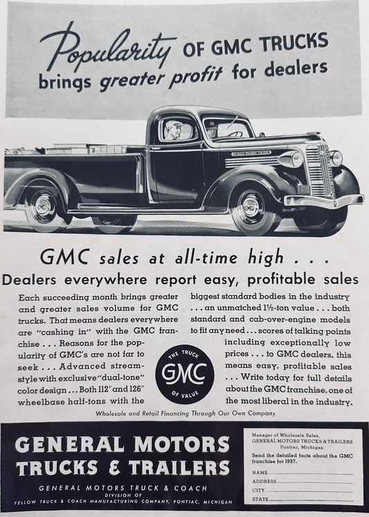1937 GMC Trucks & Trailers Sale At All Time High Vintage Ad