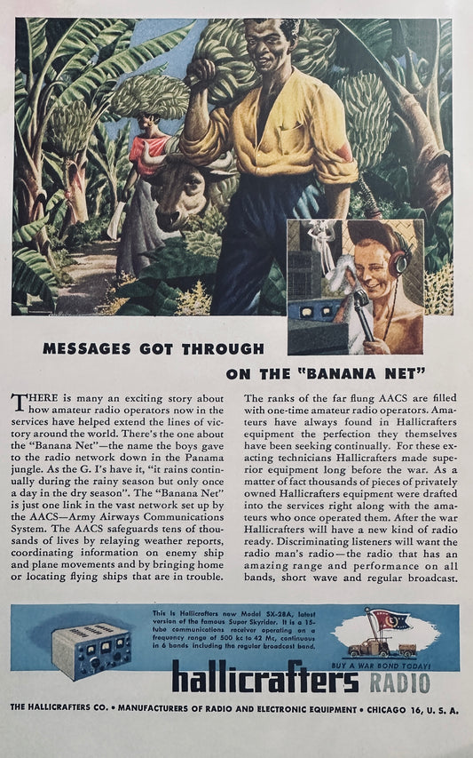 1945 Hallicrafters Radio Co - WWII - Banana Net - Vintage Ad N421
