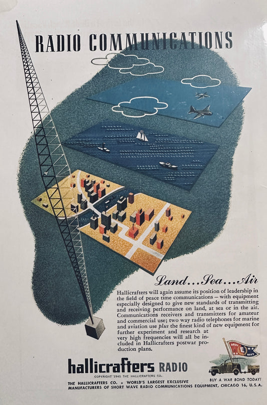 1945 Hallicrafters Radio Communications Land ... Sea...Air Vintage Ad N422