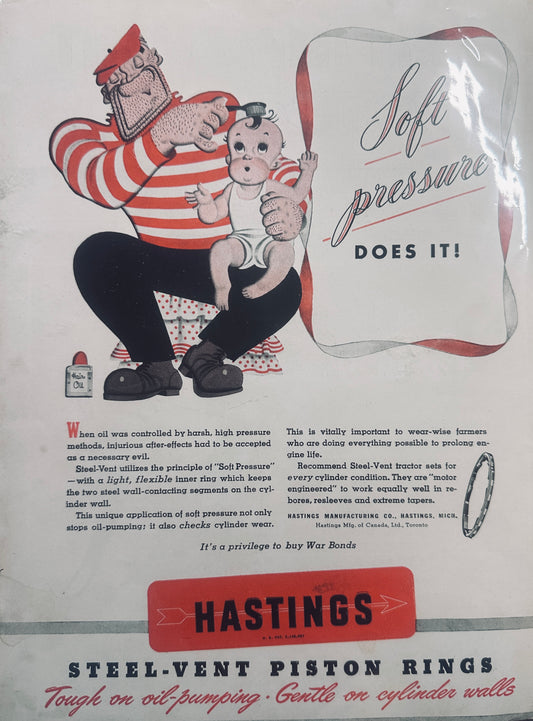 1943 Hastings Piston Rings Tough but Gentle Series - Baby Hair Brush #1343