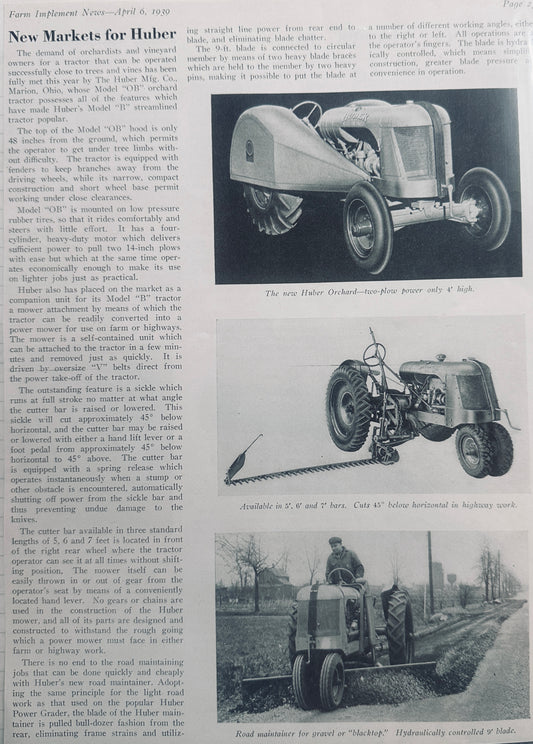 1939 New Markets for Huber - Vintage Farm Equipment Ad N525