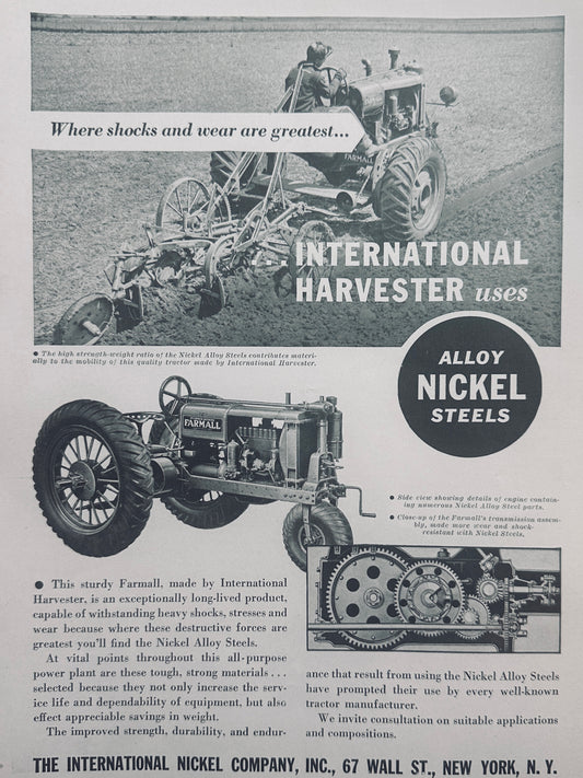 1938 INCO Alloy Nickel Steels Used on International Harvester Farmall Tractors N484