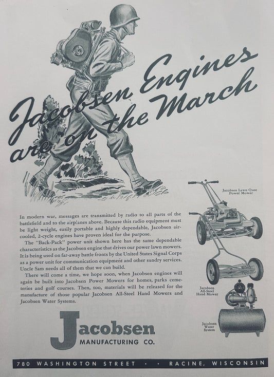 1944 WWII Era Jacobsen Engines are on the March - Racine, WI