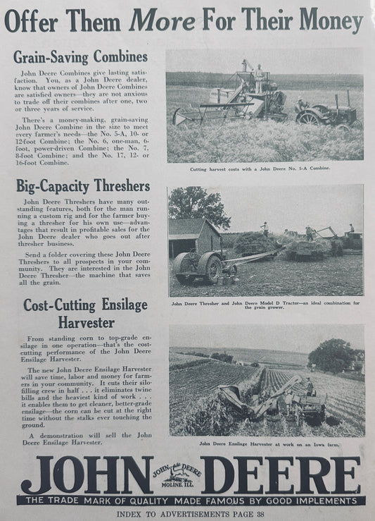 1936 John Deere Offer them More for Their Money - Implements Ad & Edison Magneto N528