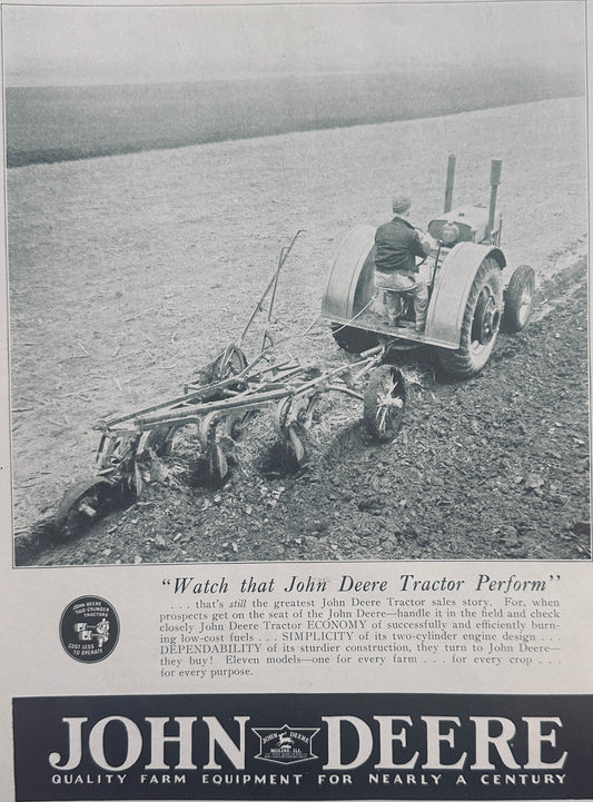 1936 John Deere Simplicity & Dependability sell Tractors Vintage Ad N531
