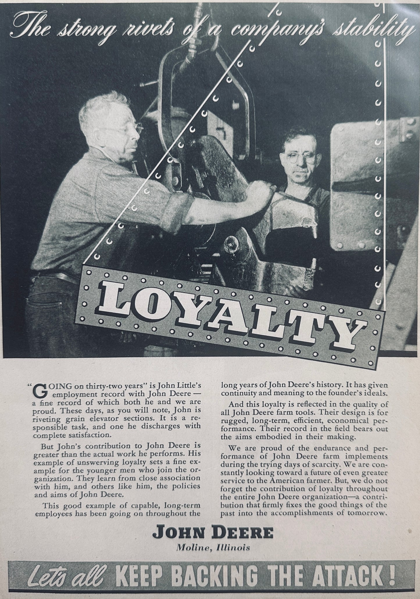 1944 John Deere Moline, Il - John Little - Elevator Production Riveter N543