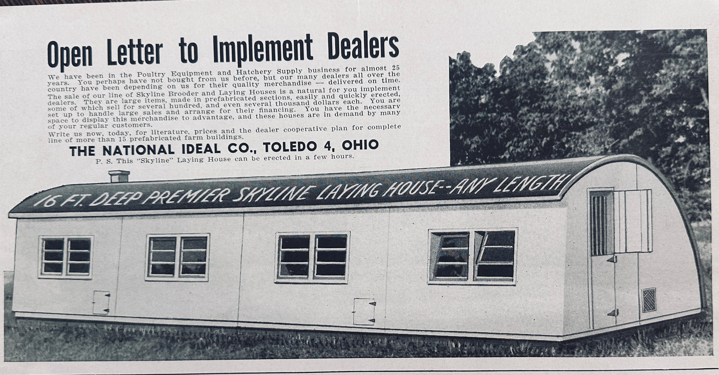 1944 National Ideal Co Laying House - Quonset Hut - WWII Toledo, Ohio N735