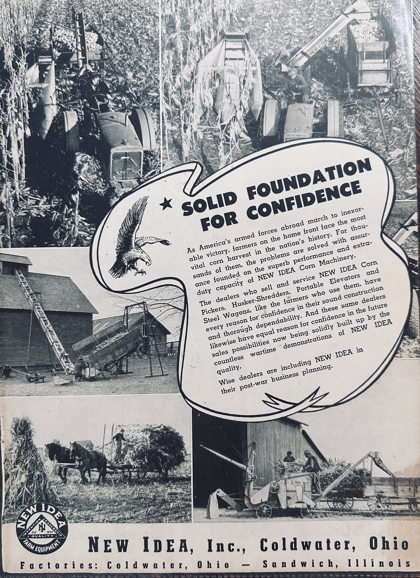 1944 New Idea Provides a Solid Foundation for Confidence WWII Ad N706