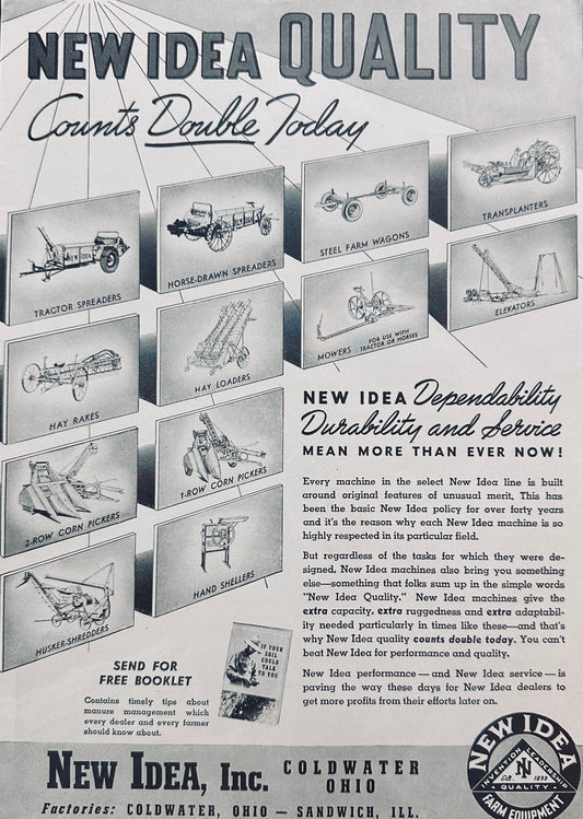 1944 New Idea Quality Counts Double Today - #5047