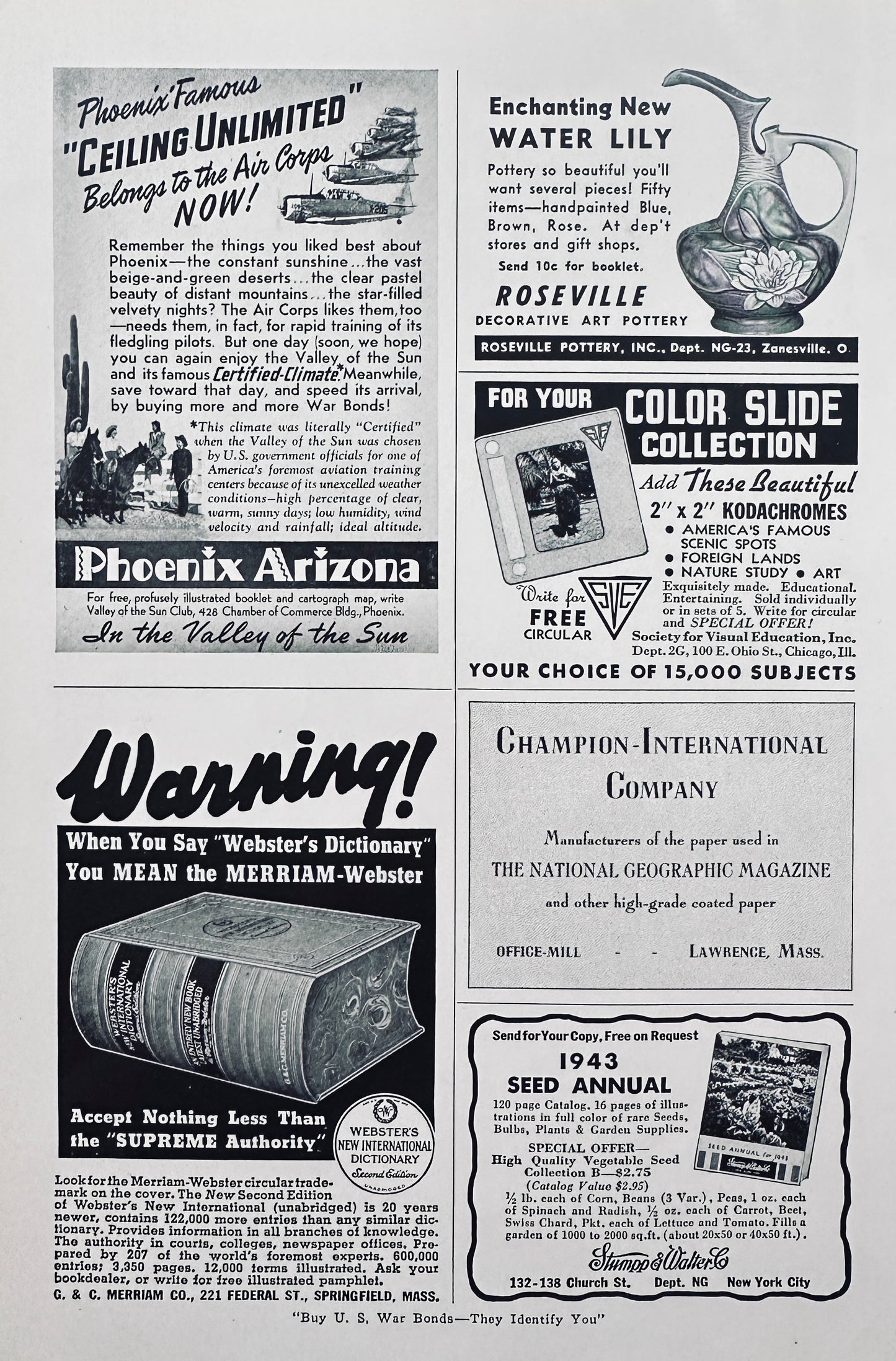 1943 Lot of (2) Roseville Pottery Micro-Ads N797