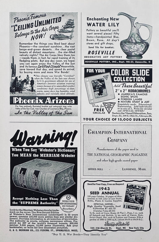 1943 Lot of (2) Roseville Pottery Micro-Ads N797