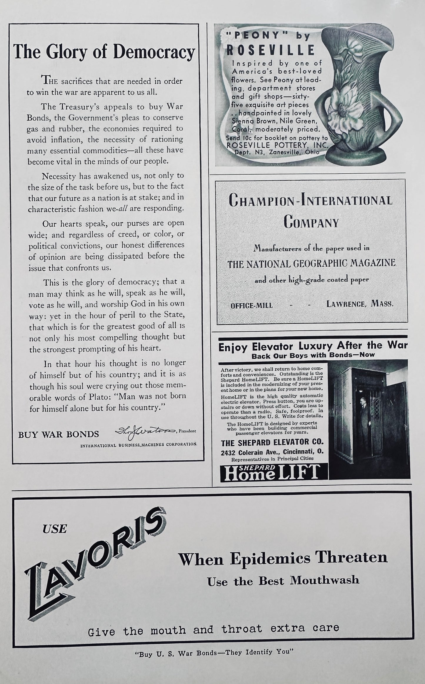 1943 Lot of (2) Roseville Pottery Micro-Ads N797