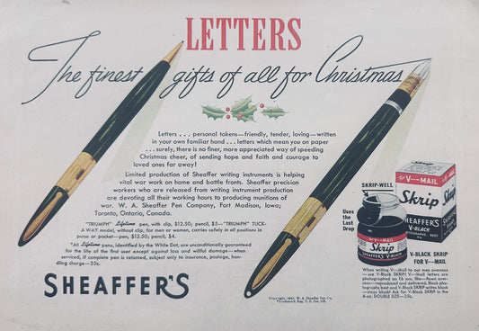 1943 WWII Era Sheaffer's Triumph Tuckaway Pen-Pencil Set - Letters N840