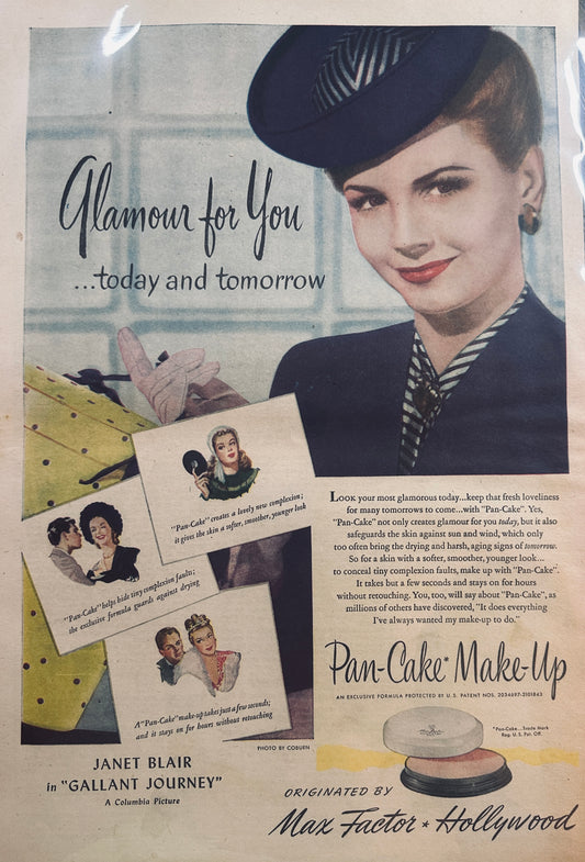 1946 Masterpiece Ad of Yesteryear - #658 - Max Factor Pan-Cake Makeup