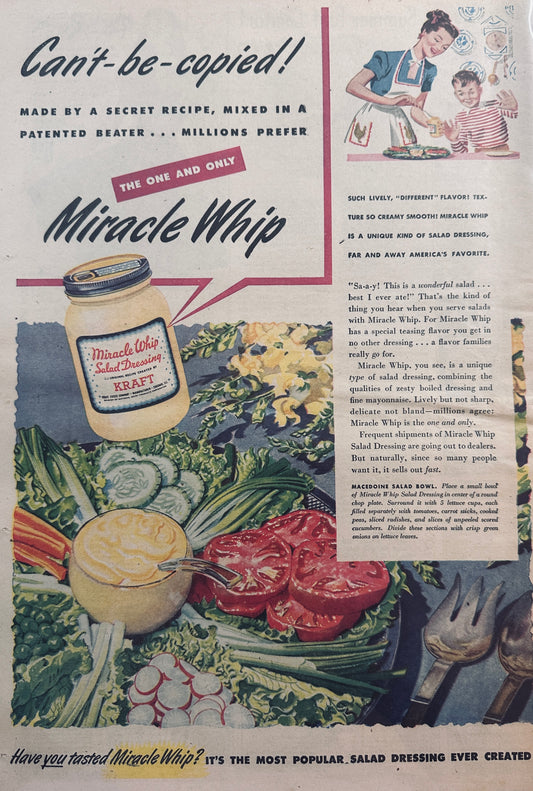 1947 - #669 - MOY - Miracle Whip Salad Dressing Vintage Ad
