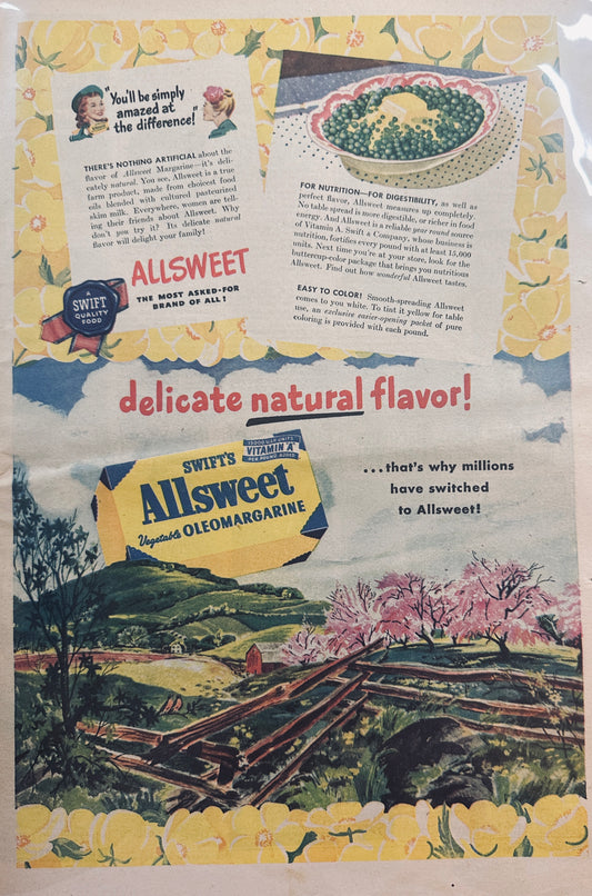 1947 - MOY - #670 - Swift's Allsweet Oleomargarine - Easy to Color - Vintage Ad