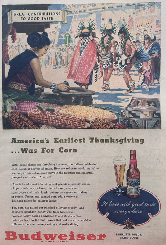 1947 Masterpiece Ad of Yesteryear - Budweiser - Thanksgiving #675