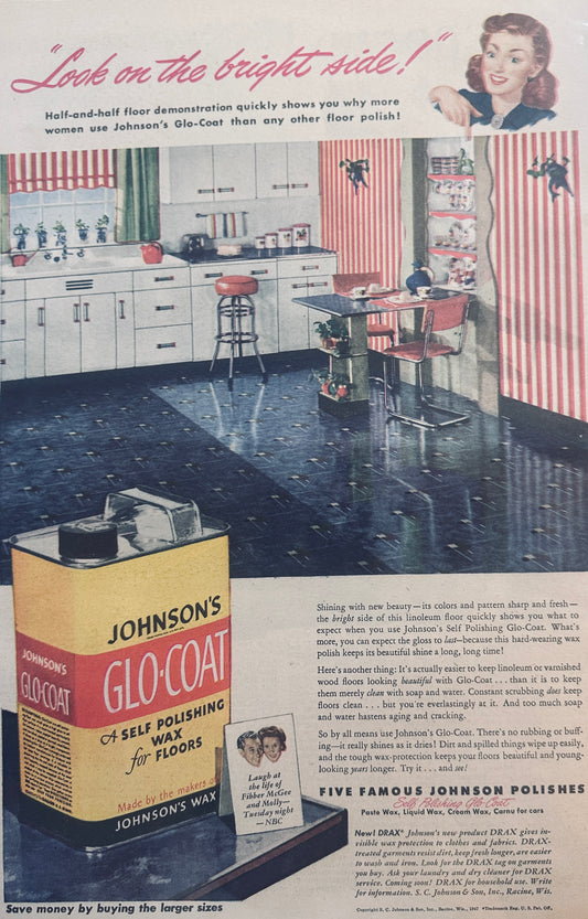 1947 #689 Johnson's Glo-coat Floor Wax Vintage 1940's Kitchen Shown