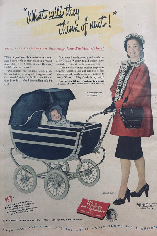 1947 Whitney Baby Carriages #698 Masterpiece Ad of Yesteryear