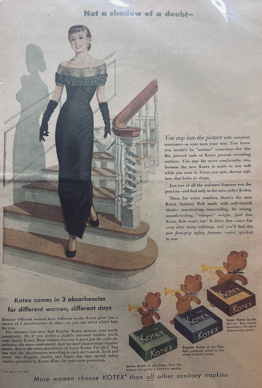 1950 - Masterpiece Ad of Yesteryear #708  - Kotex Feminine Products