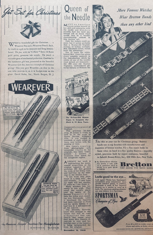 1946 Multiple Ads #714 Wearever Pens, Sportmans Pipes & Bretton Watchbands