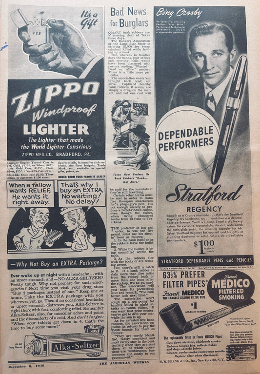 1946 Multiple Collectible Ads #716 Stratford Pens, Medico Filter Pipes + More