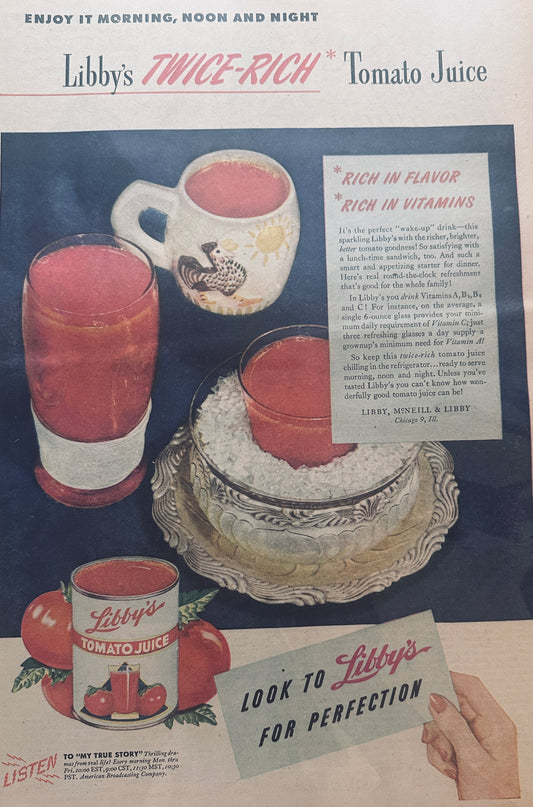 1946 Masterpiece Ad of Yesteryear #717 - Libby Tomato Juice