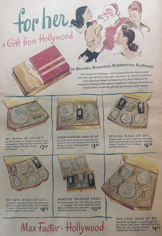1946 Masterpiece Ad #721 Max Facvtor Make-up Gift Sets from Hollywood
