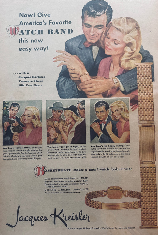 1946 Masterpiece ad #723 Jacques Kreisler Watch Bands Fine Jewelry