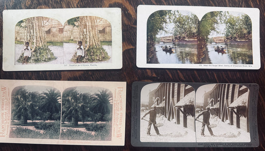 1919 Stereo Scope Cabinet Cards (lot of 4) Misc Subjects