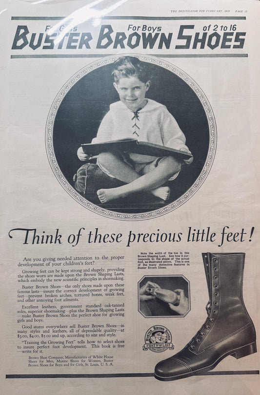 1919 Masterpiece Ad of Yesteryear - Buster Brown Shoes - Children #736