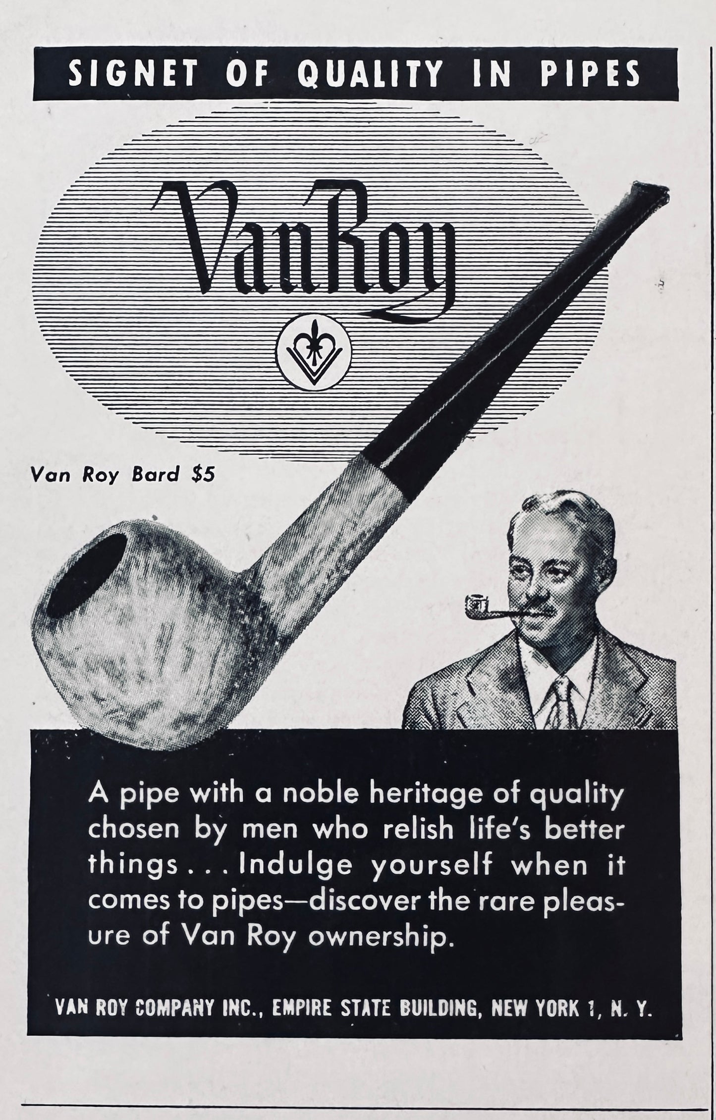 1944 & 1945 Van Roy Smoking Pipes - Vintage Small Ads N921