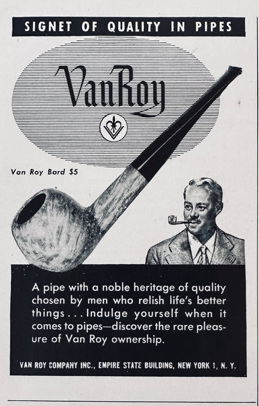 1944 & 1945 Van Roy Smoking Pipes - Vintage Small Ads N921