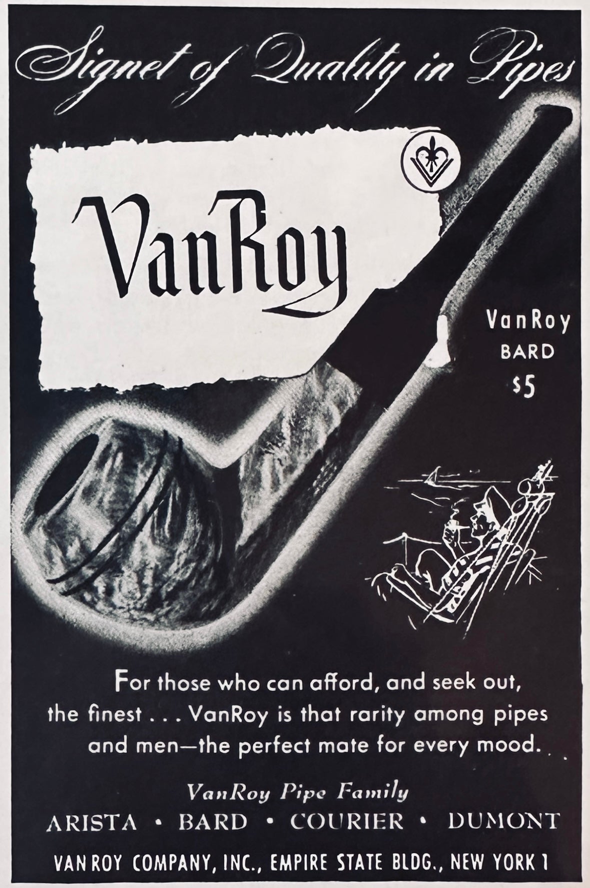 1944 & 1945 Van Roy Smoking Pipes - Vintage Small Ads N921