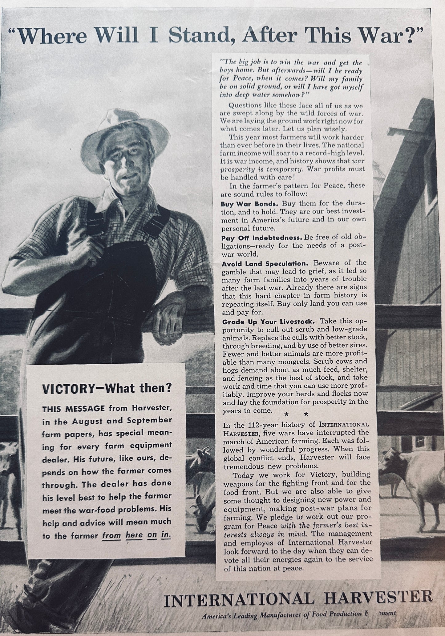 1943 WWII Era International Harvester & Veedol Motor Oil  Vintage Ad N922
