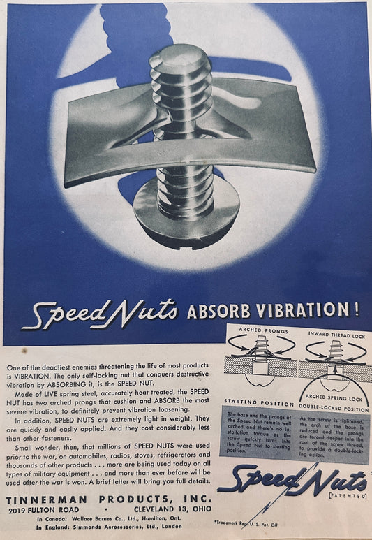 1944 Tinnerman Speed Nuts - Made Popular during WWII and Still Used Today N897