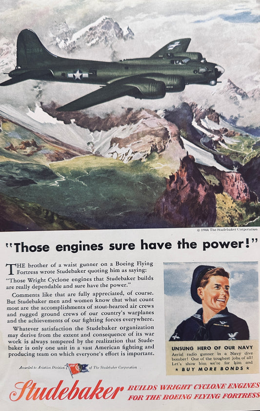 1944 - Lot of (3) WWII Era 1944 Studebaker Ads Cyclone, Champion, Weasel A285-1-2-3