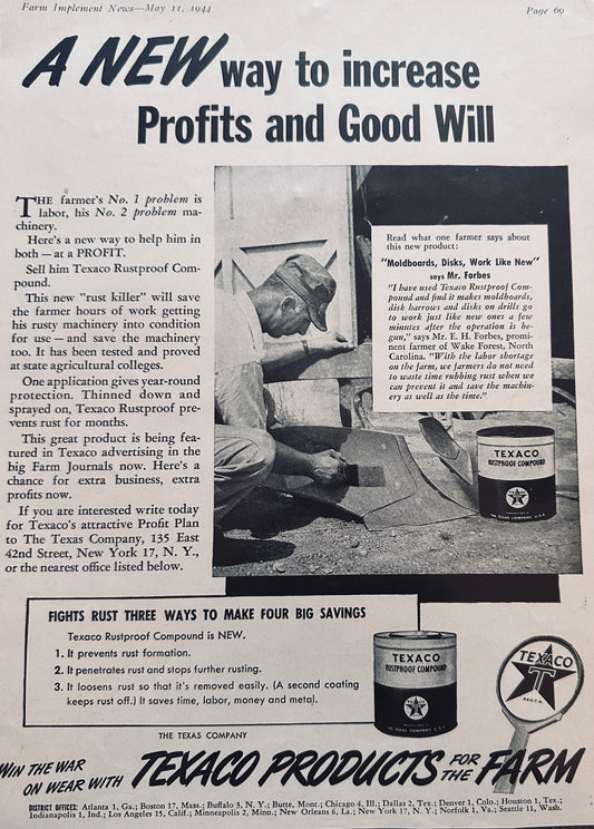 1944 & 1948 Lot of (3) Texaco Products for the Farm Vintage Ads N880