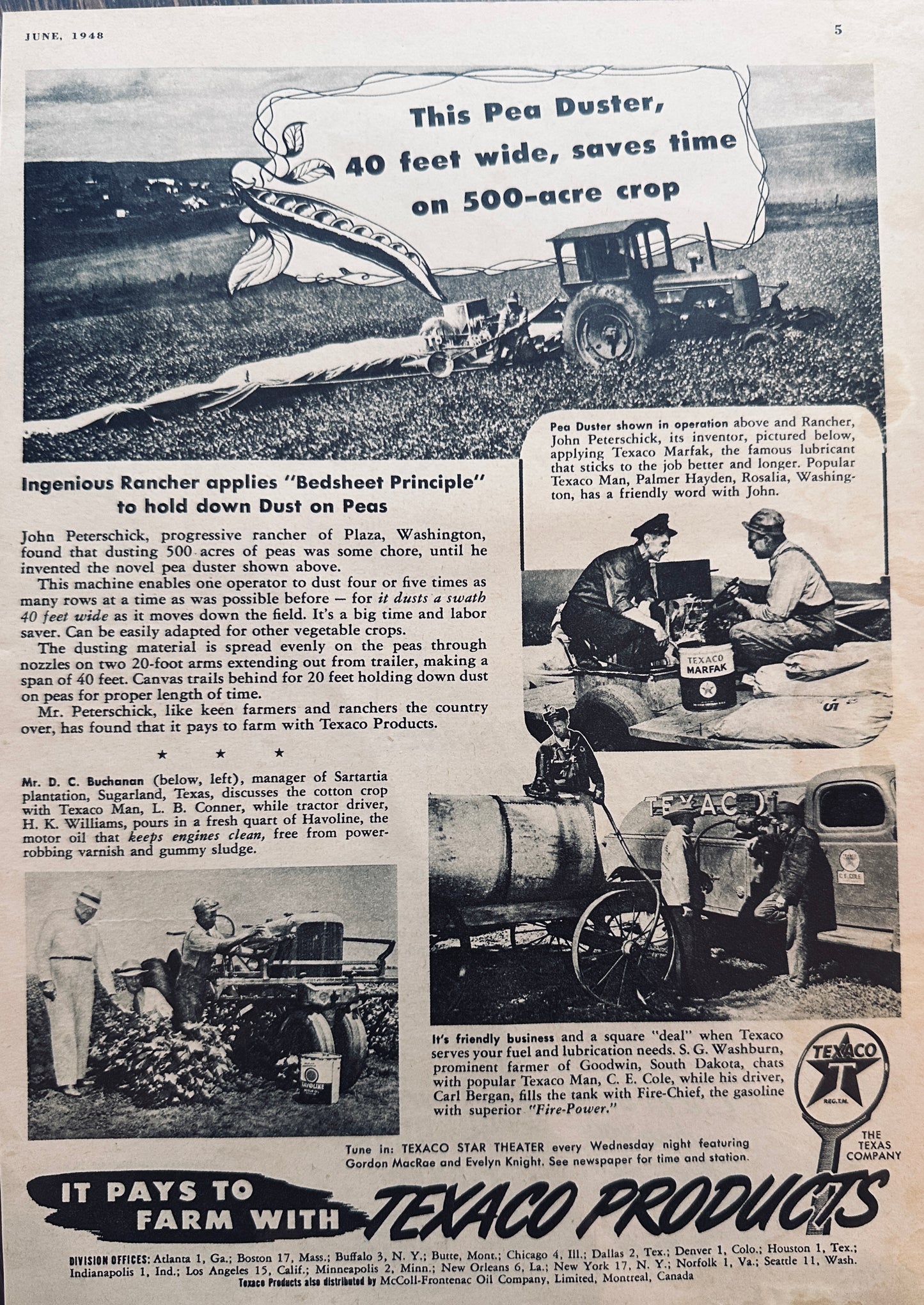 1944 & 1948 Lot of (3) Texaco Products for the Farm Vintage Ads N880