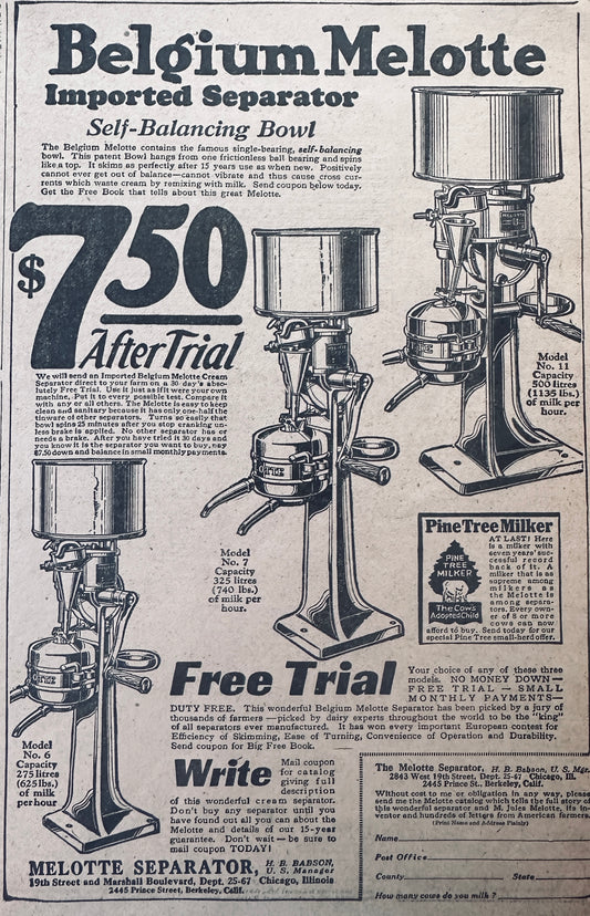 1924 & 1928 3 Varieties of Cream Separators #745 & #746 Vintage Ads
