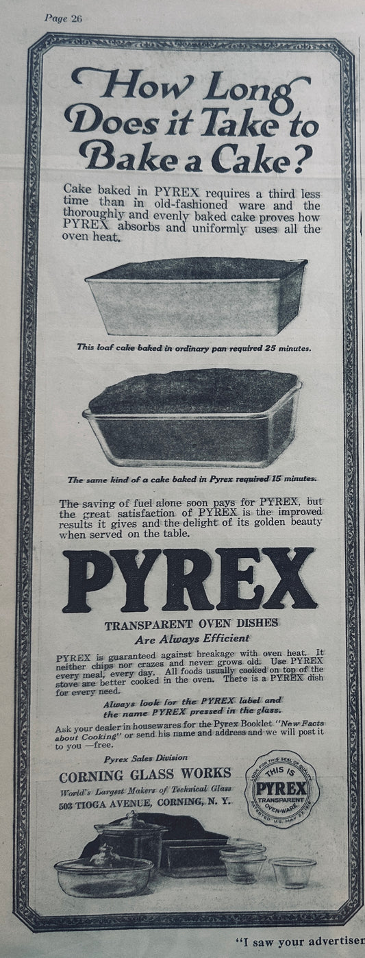 1919 Lot of (2) Pyrex Ovenware Vintage Magazine Ads #755 & 756