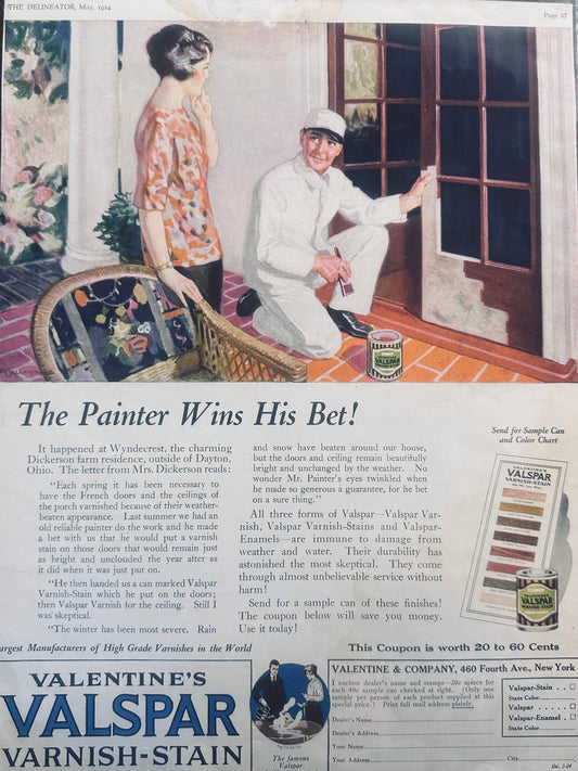 1924 Valspar Varnish-Stain Masterpiece Ad of Yesteryear #763